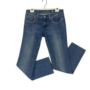 Miss Me Jeans Women 31x30* Skinny Denim Embellished Stretch Low Rise Bling‎